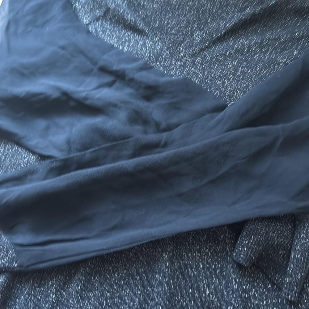 Brooks Brothers Navy Blue And Silver Shimmer Long Mesh Sleeves Top - Picture 5 of 10